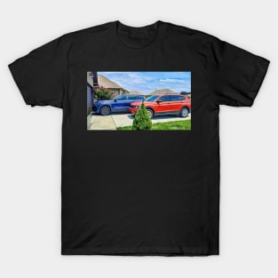 Red and Blue Car Photo T-Shirt